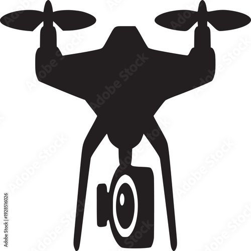 Modern drone silhouette with camera for aerial photography and videography projects now