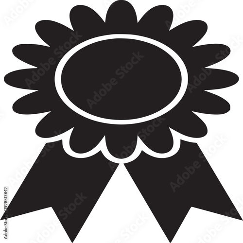 Celebrate success with this bold black ribbon award icon, perfect for highlighting achievements and recognition