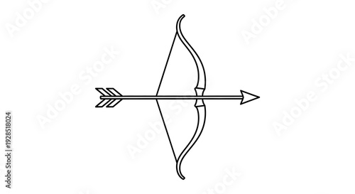 Minimalist line drawing of a bow and arrow a simple hunting or archery symbol