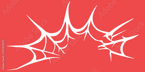 Abstract white fractured lines on red background