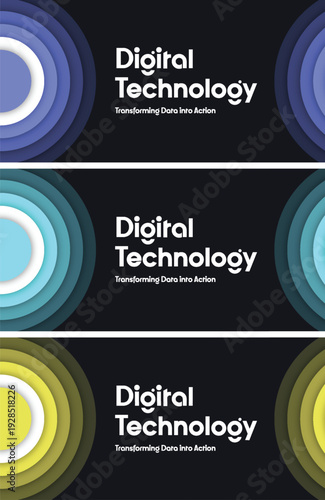 Digital technology book cover design with colorful circles