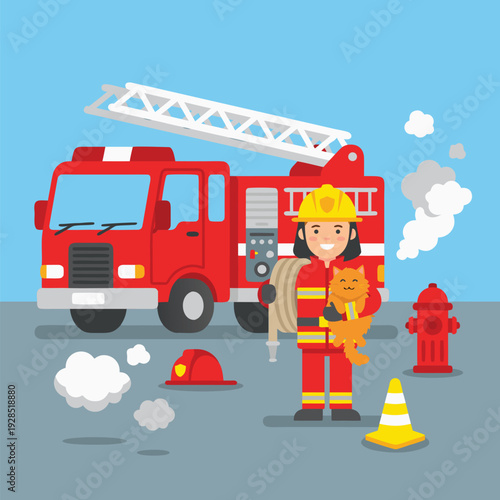 Firefighter Rescues Cat from Burning Building.