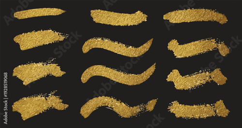 Collection of various fuzzy yellow mustaches on black background