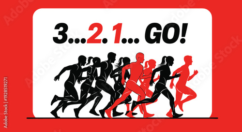 Athletic Runners Sprinting In An Energetic Race Towards The Finish Line