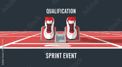 Athletic Sneakers Ready for a Race Track Sprint Competition Qualification Event
