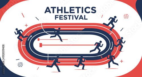 Athletics Festival Illustration Showcasing Athletes Running Around The Track During Competition