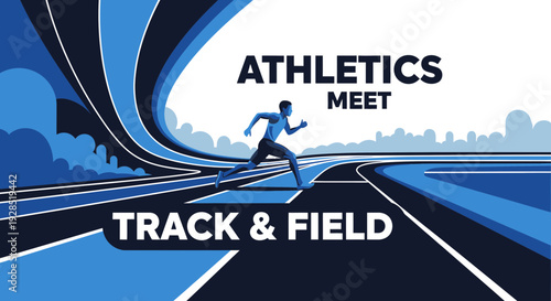 Athletics Meet Track And Field Dynamic Illustration Featuring Runner and Artistic Curves
