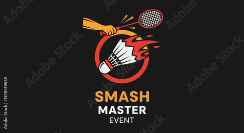 Badminton Competition Logo Depicting Power, Speed, And Tournament Enthusiasm