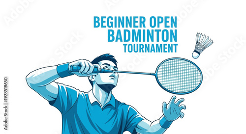 Badminton Champion Prepares To Serve During a Beginner Open Tournament Competition