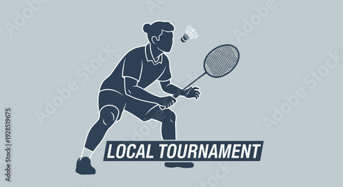 Badminton Competitor Preparing To Serve At Local Tournament In Modern Minimalist Style