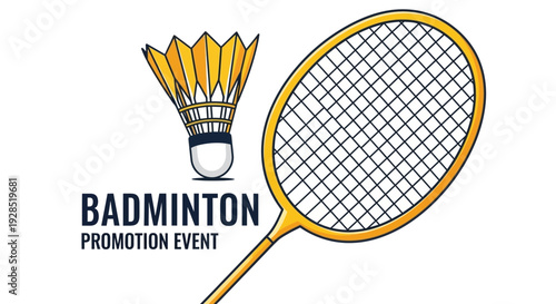 Badminton Design Featuring a Shuttlecock and Racquet for Event Promotions and Advertising Campaigns