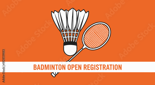 Badminton Open Registration: An Illustration Depicting Sport Equipment and Event Details