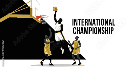 Basketball Action During International Championship Tournament Competition Sport Illustration