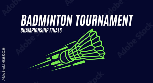 Badminton Tournament Championship Finals Signage with Vibrant Shuttlecock Illustration