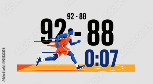 Basketball Action Illustration Depicting Intense Competition And Dramatic Final Moments In Game