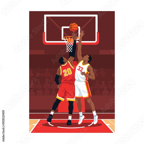 Basketball Action: Two Players in a Dynamic Jump Shot Competition with Elevated Intensity and Skill