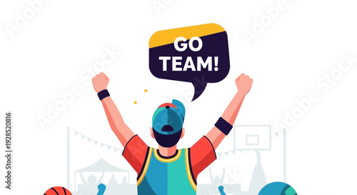 Basketball Fanatic Celebrates Victory With Cheerful Expression And Energetic Support