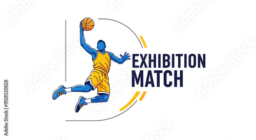 Basketball Player in Action Depicted During an Exhibition Match, Dynamic Illustration