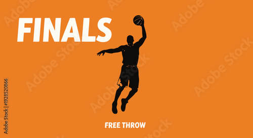 Basketball Finals Action With Dramatic Silhouette Of Player Executing Free Throw In Orange