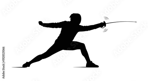 Silhouette of a fencer in action demonstrating a dynamic offensive pose
