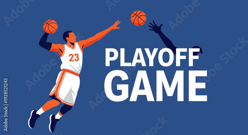 Basketball Playoffs Action: A Dynamic Vector Illustration of Game Play and Competition