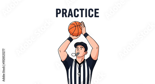 Basketball Referee Preparing to Toss the Ball, A Practice Session Focus