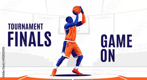Basketball Tournament Finals Illustration of Player Ready to Shoot the Ball