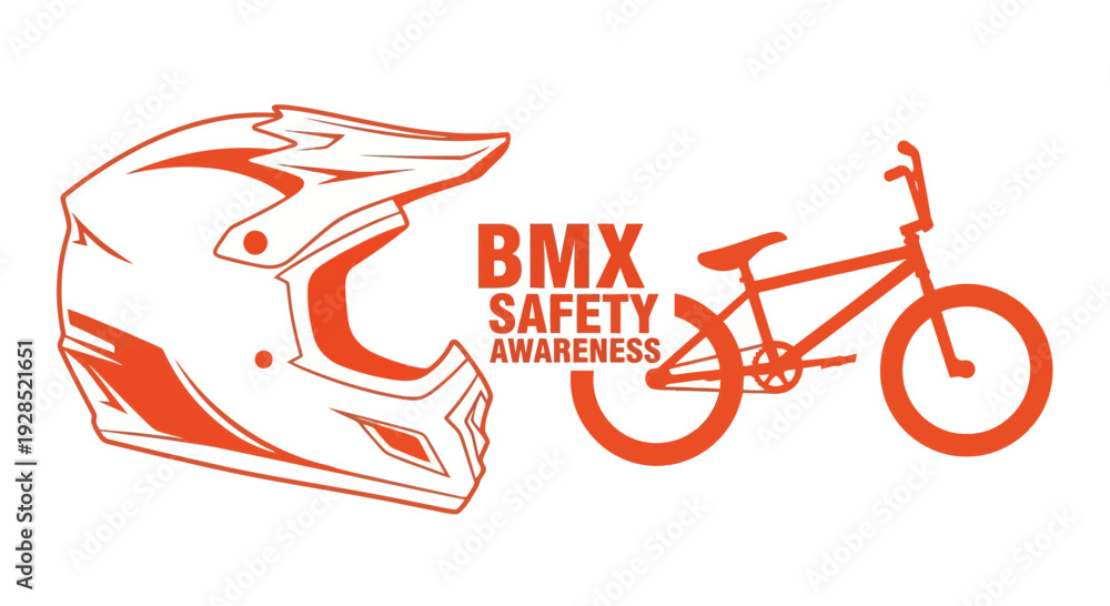 Fototapeta premium Bicycle BMX Safety Awareness Illustration Featuring Helmet and Bike for Active Lifestyle