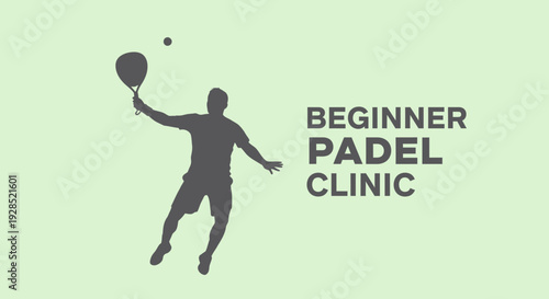 Beginner Padel Clinic: Sporty Silhouette Practicing Tennis on a Vibrant Background