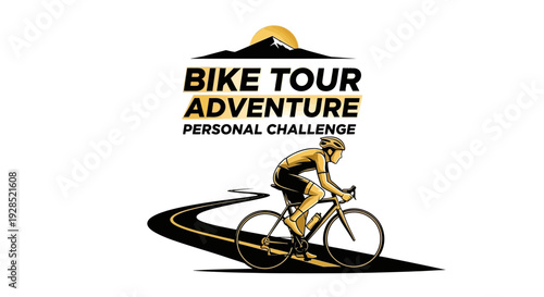 Bike Tour Adventure Icon Depicting a Cyclist Embarking on a Personal Challenge