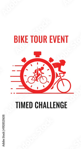 Bike Tour Event Timed Challenge: Cyclist Silhouette Racing Against Time For Competitive Glory