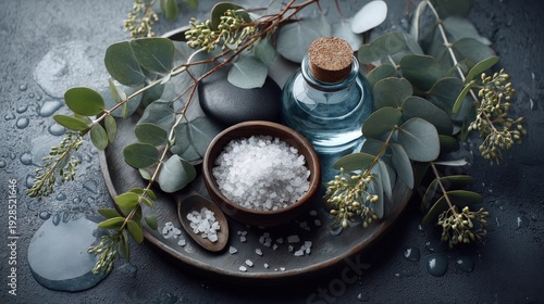 Essential Oil and Sea Salt Spa Scene