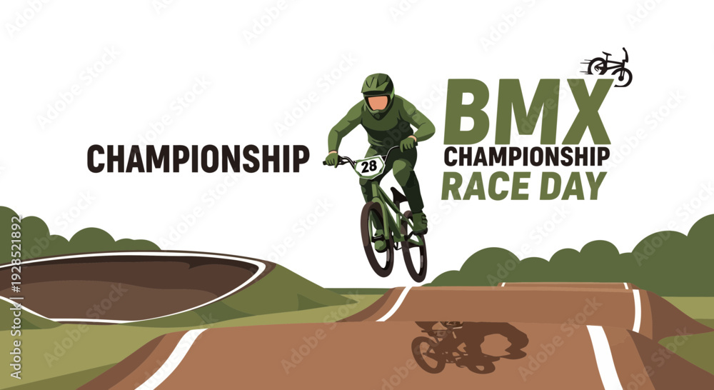 Fototapeta premium BMX Championship Race Day: An Athlete Performing Extreme Stunts at the Track