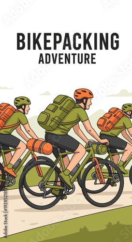 Bikepacking Expedition: Adventurous Cyclists Navigating Scenic Trails, Embracing Nature's Embrace