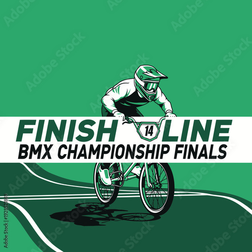 BMX Championship Finals: A Dynamic Illustration of Speed and Competition with Green Tones