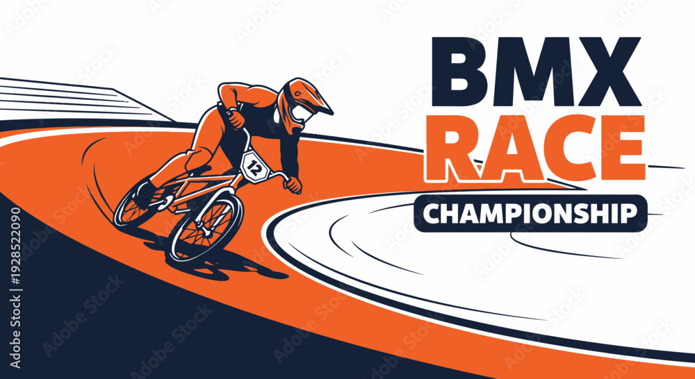 Naklejka premium BMX Racer Competition: A Dynamic Illustration of Extreme Sports and High-Speed Action