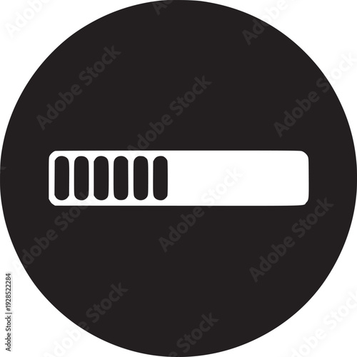 Modern minimalist loading bar icon symbolizing progress and anticipation in a clean black circle