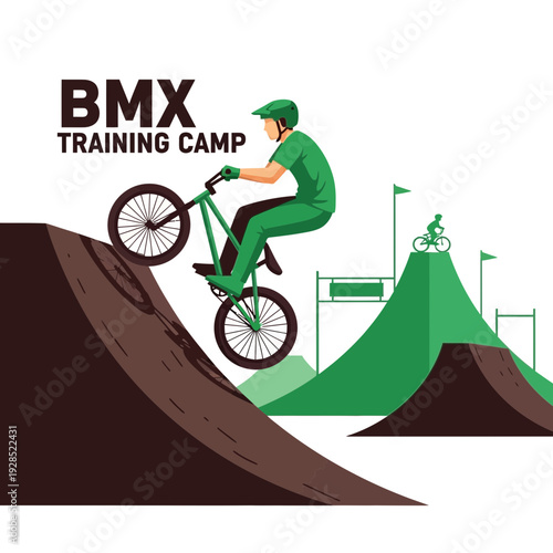 BMX Training Camp: Energetic Cyclist Demonstrating Skillful Ramp Ascent and Bike Aerobatics