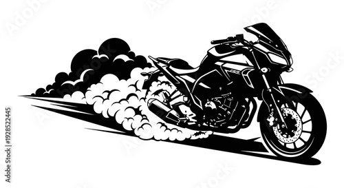 Sportbike performing a burnout leaving tire smoke in its wake