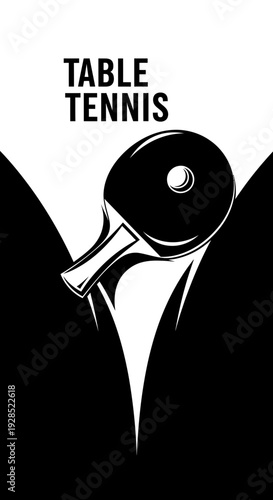 Bold Table Tennis Illustration Featuring Racket and Ball, Perfect for Sports Designs