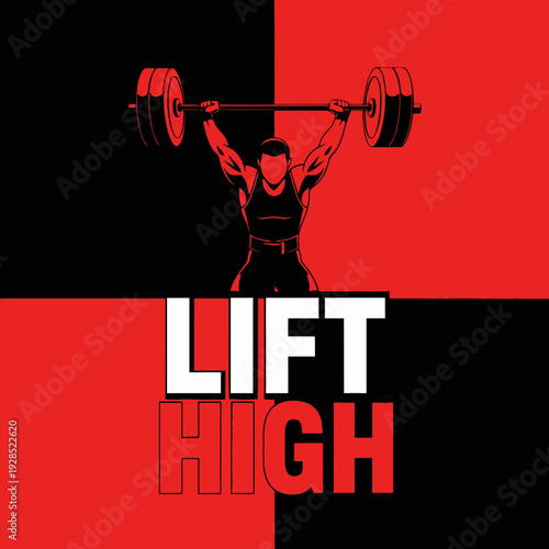 Bold Silhouette of a Weightlifter Executing a Powerful Overhead Pressing Motion