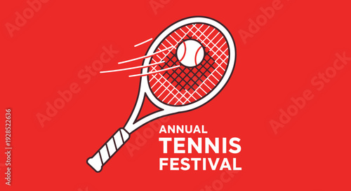 Bold Graphic Design for Annual Tennis Festival, Vibrant Red and White Colors