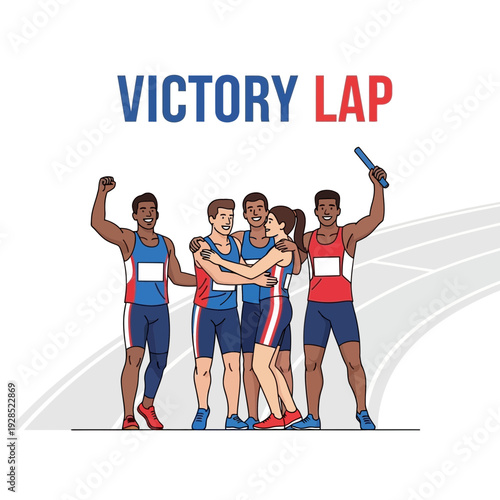 Celebrating Triumph: A Group Of Diverse Runners Embrace Victory With Passion And Zeal