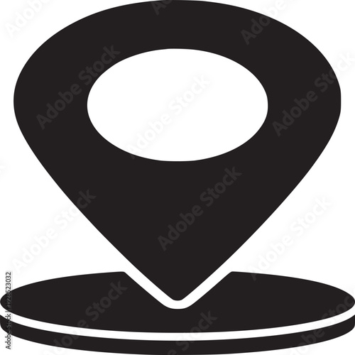 Bold black map pin icon signifying location discovery and navigation, perfect for modern apps.