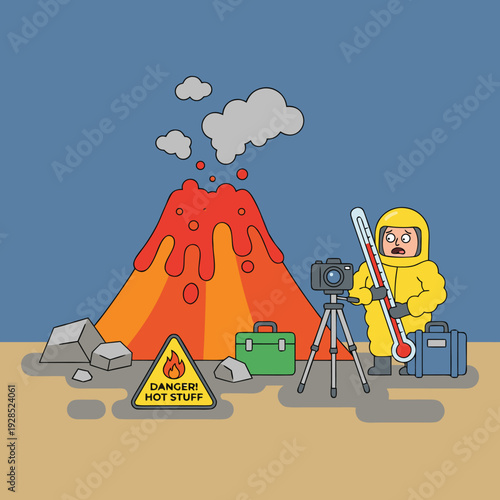 Volcano Eruption Scientist Danger Hot Stuff Filming.