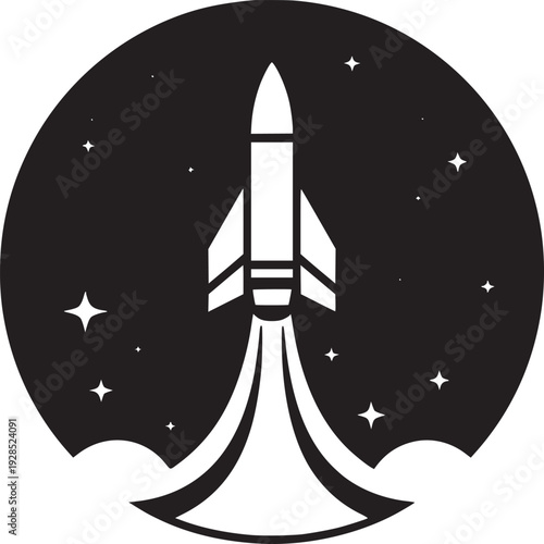 Dynamic rocket launching into starry cosmos, symbolizing innovation and ambitious exploration