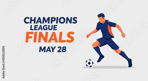 Champions League Finals Soccer Match Illustration Featuring a Football Player in Action