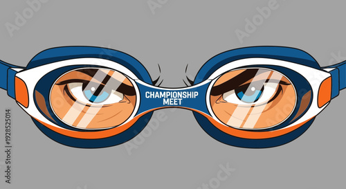 Championship Meet: Swimming Goggles Illustration with Focused Eyes Ready to Compete