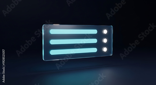 Futuristic interface with glowing lines and dots on a dark background.
