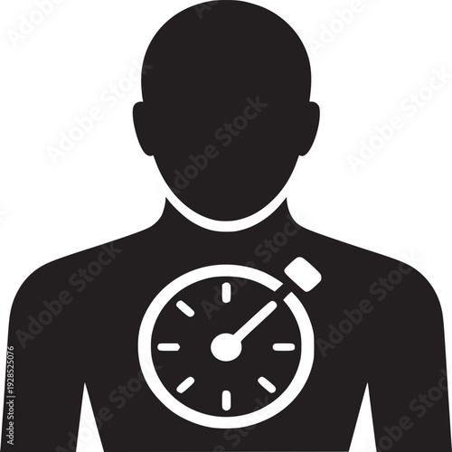 Person silhouette with stopwatch symbolizing time management and productivity